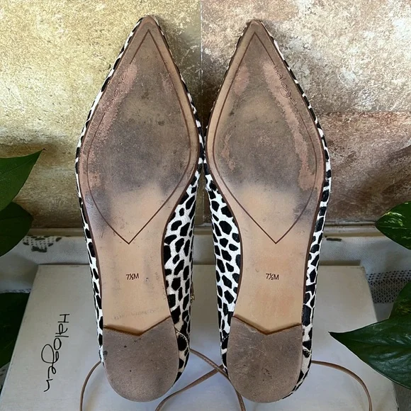 Halogen Women’s Leather Haowen Cheetah Print Fur Pointy Toe Strap Flats Size 7.5 - Picture 7 of 16